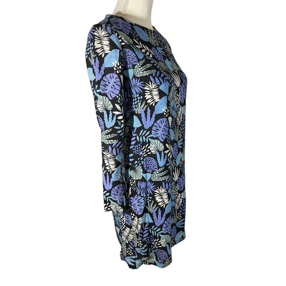 Nooworks Shift Mini Dress in Plant Life Print Long Sleeve Pullover USA Size XS - Picture 3 of 9